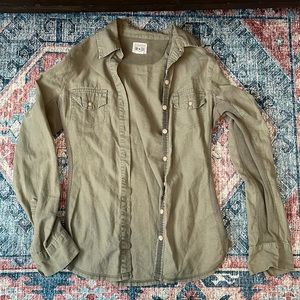 Converse army green button down